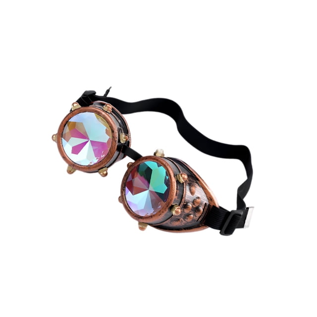 Gafas de caleidoscopio, gafas decorativas reflectantes con banda elástica, lentes transparentes, divertidas gafas de estilo Vintage, accesorios Almacenamiento y organización del hogar bronce rojo Yuarrent HA028008-02