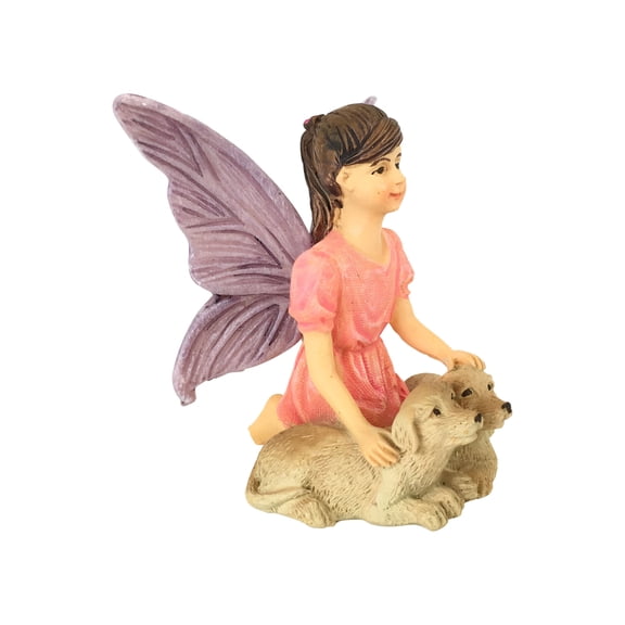 Sofie the Garden Fairy with the Puppies – a Miniature Fairy Figurine for Your Fairy Garden by GlitZGlam