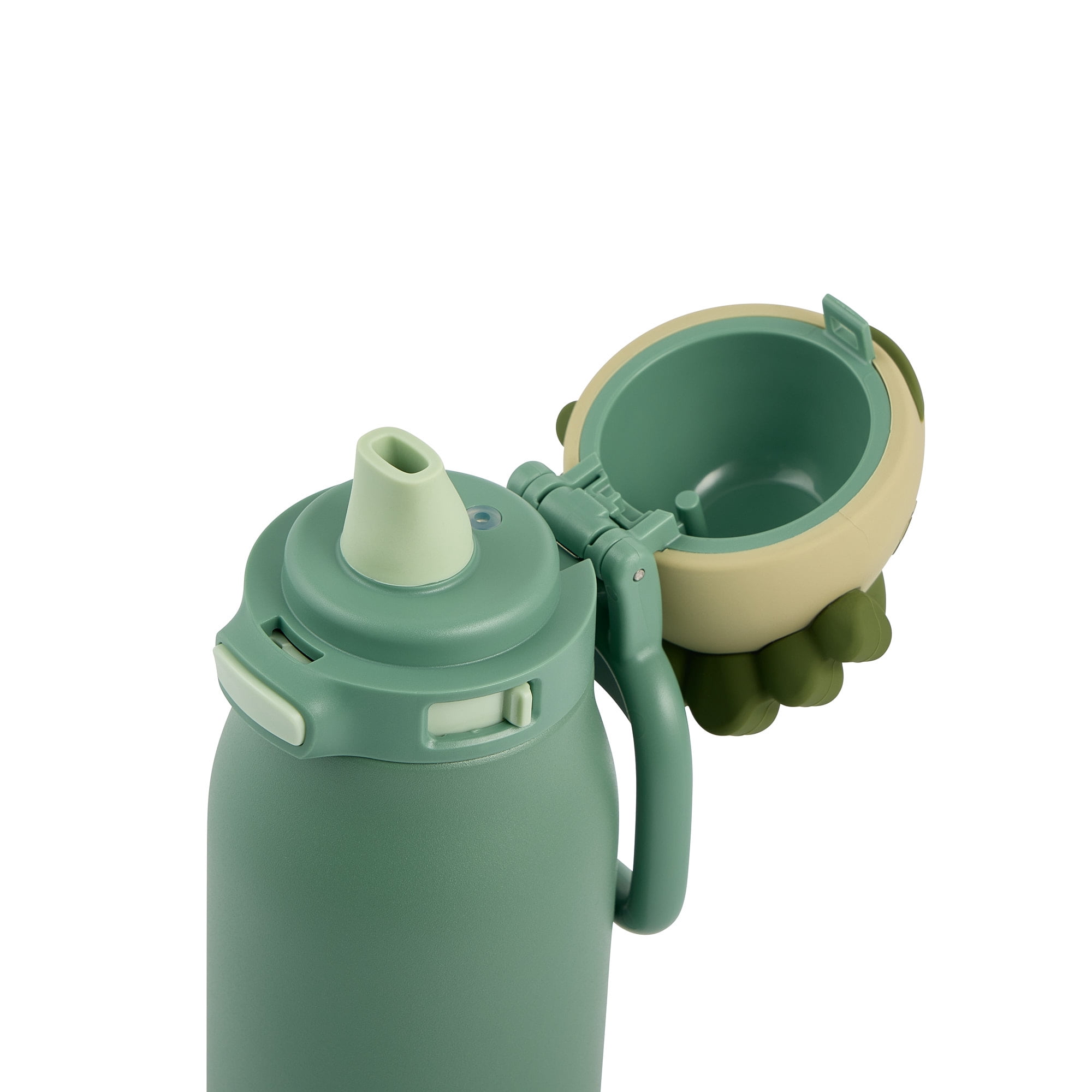 Aqua Pals 14oz Green Water Bottle with Interchangeable Dino, Alien & Shark Heads