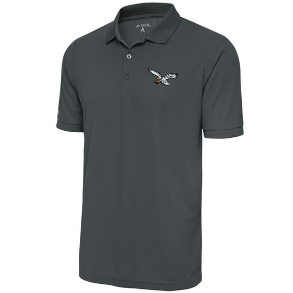 Men's Antigua Gray Philadelphia Eagles Throwback Logo Tribute Polo