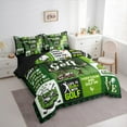 thumbnail image 3 of Feelyou Modern Gold Lover Twin Bedding Sets 7-Piece for Kids, Est Sleep Sports Bedding Comforter Set, Green Patchwork Plaid Reversible Sheet Sets, Super Cozy Room Decor, 3 of 7