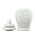 thumbnail image 6 of DecMode 9" x 18" White Ceramic Decorative Jars with Geometric Cutout Design and Lid, 1-Piece, 6 of 8