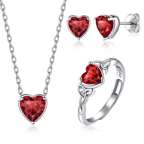 Suplight Women 925 Sterling Silver Birthstone Love Heart Jewelry Sets Birthday Gifts for Women