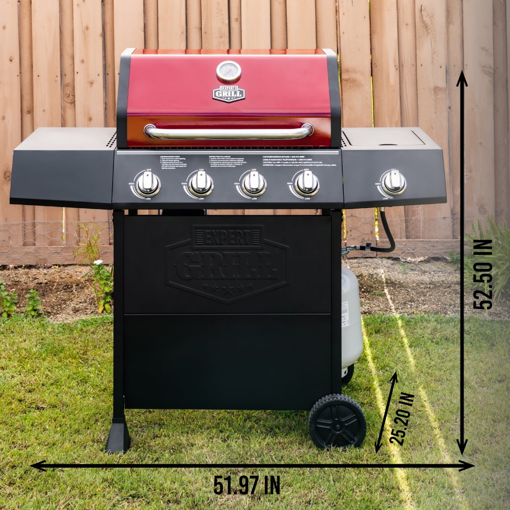 Expert Grill 4 Burner with Side Burner Propane Grill in Red -
