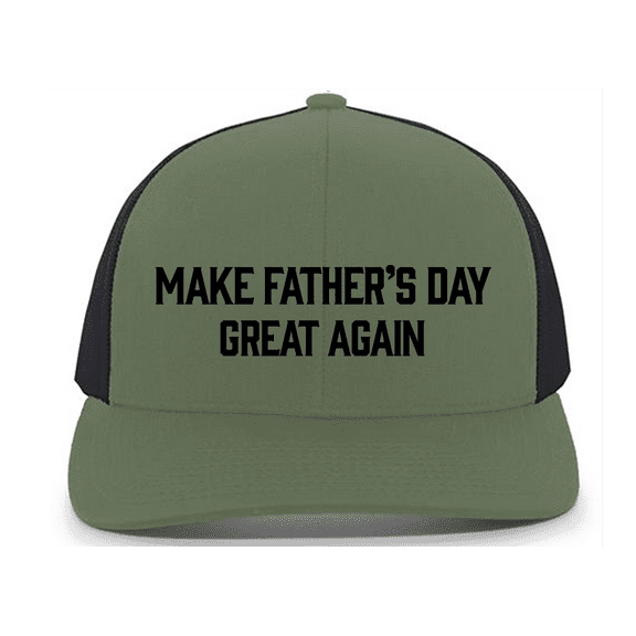 Trenz Shirt Company Make Father's Day Great Again Mens Embroidered Trucker Hat Mesh Back Design, Loden/Black