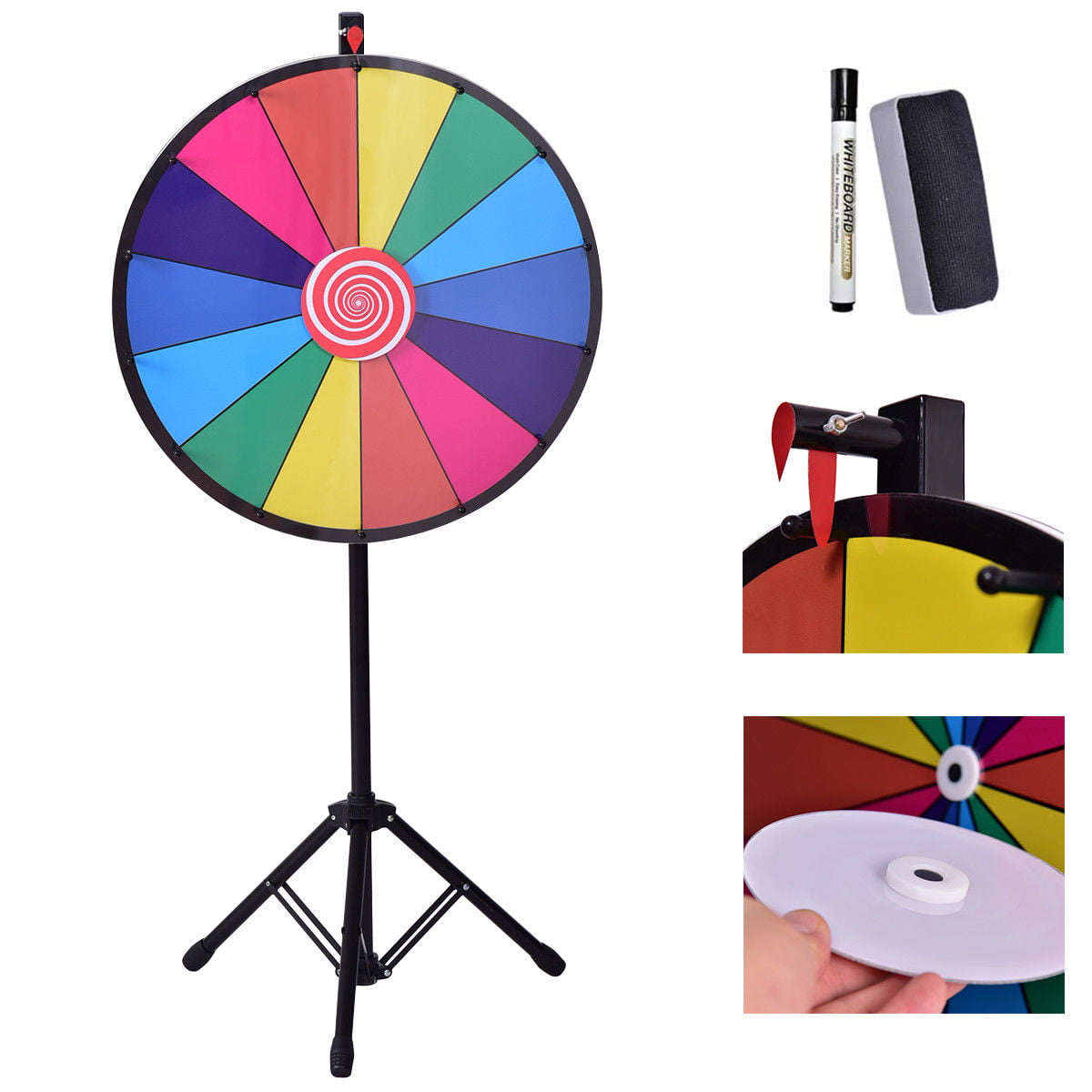 24" Color Prize Wheel Fortune Tripod Spinning Game Upgraded Editable HOT SALE 