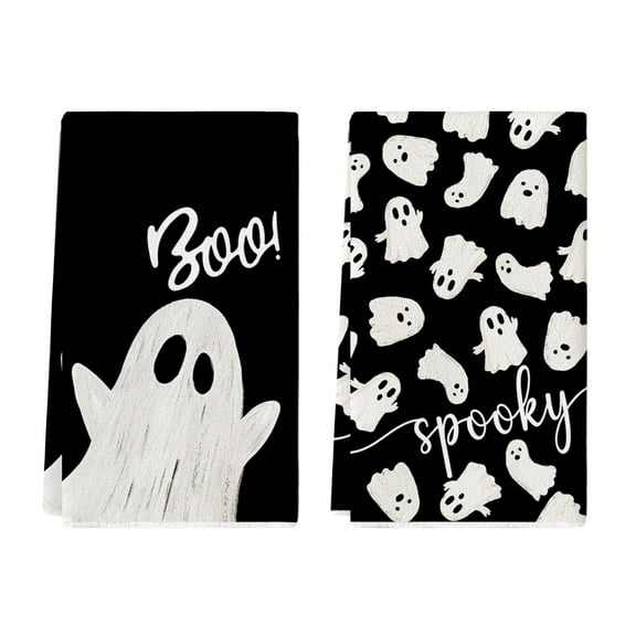 Sm:)e Boo Ghost Halloween Kitchen Dish Towels Set of 2, 18x26 Inch