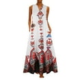 thumbnail image 1 of Robe Maxi d'Été Sans Manches à Rayures Imprimées à Col en V Vintage Décontractée pour Femme, 1 of 5