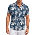 thumbnail image 2 of QHRMKOG Mens Short Sleeve Shirts Loose Fit Tropical Print Hawaiian Shirt Breathable Holiday Button Down Beach Shirt Summer Casual Shirts Blue 2XL, 2 of 6