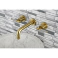 thumbnail image 4 of Kingston Brass KS8127CKL Kaiser Double-Handle 3-Hole Wall Mount Bathroom Faucet in Brushed Brass, 4 of 8