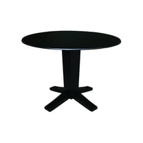 42" Round Solid Wood Dual Drop Leaf Pedestal Dining Table