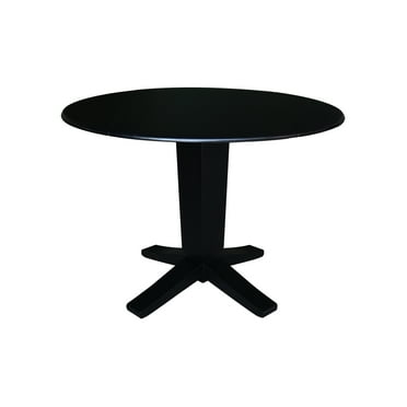 42" Round Solid Wood Dual Drop Leaf Pedestal Dining Table