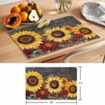 thumbnail image 6 of Flowers Placemats Set of 2, Watercolor Yellow Sunflower Red Chrysanthemum Floral Butterfly Black Non-Slip Place Mats Washable Table Mats for Kitchen Dining Table Decorations Indoor/Outdoor, 6 of 9