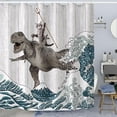 thumbnail image 4 of Funny Cat Shower Curtain Dinosaur Ocean Sea Wave Shower Curtains for Bathroom Cool Waterproof Fabric Rustic Wooden Farmhouse Bath Curtain Decor with Hooks (Gray1, 72\u201d x 84\u201d), 4 of 6