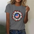 thumbnail image 2 of Feancey Fourth of July Shirts for Women Sunflower Print Short Sleeve Tops Holiday Casual American Flag Graphic Tees Gray L, 2 of 5