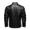 thumbnail image 3 of Men's PU leather jacket plus velvet label contrast color coat motorcycle racing suit, 3 of 8