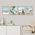 thumbnail image 3 of PixonSign Framed Wall Art Tropical Palm Tree Ocean Rock Boats Illustrations Posters, Set of 4 Rustic Nautical Fine Art Boho Coastal Canvas Prints for Bedroom, Living Room, Office - 11"x14" Natural, 3 of 5