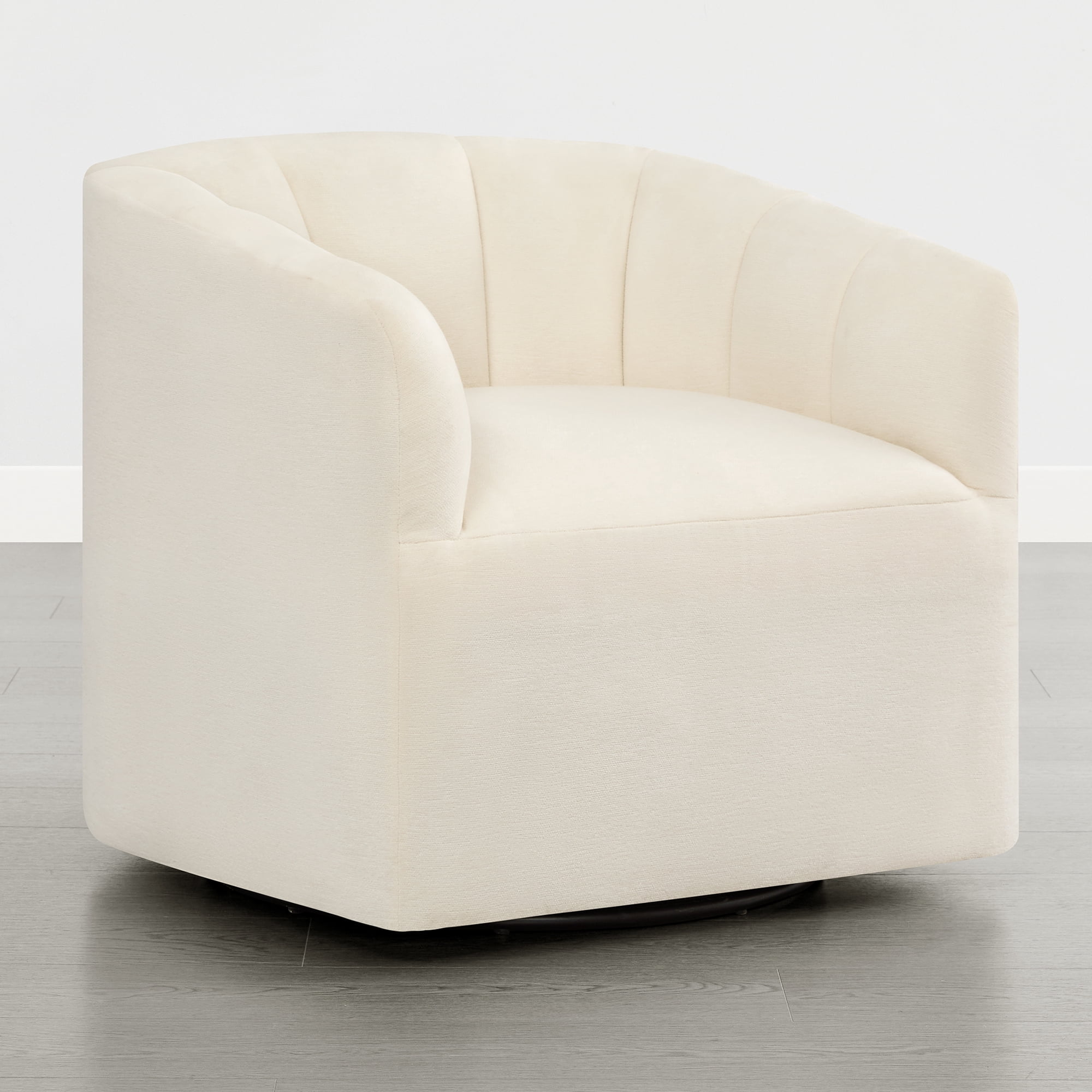 Spruce & Spring Swivel Accent Chair Barrel Armchair, for Living Room Bedroom Reading Nook, Ivory