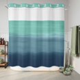 thumbnail image 6 of No Hook Shower Curtain, Teal Blue Ombre Shower Curtains for Bathroom with See Through Top Window, Modern Abstract Art Texture Waterproof & Washable Bath Curtain 66"x72", 6 of 9