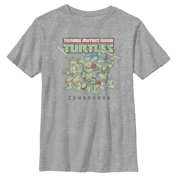 Boy's Teenage Mutant Ninja Turtles Cowabunga  Graphic Tee Athletic Heather Small