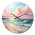 thumbnail image 2 of Designart "Rosy Shoreline Whispers" Nautical & Beach Oversized Wall Clock, 2 of 5