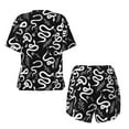 thumbnail image 6 of Wukai Hand Drawn Snake Women's Pajama Set,Short-Sleeve Top and Shorts with Elastic Waistband and Pockets for Loungewear, Yoga, and Casual Wear-3X-Large, 6 of 8