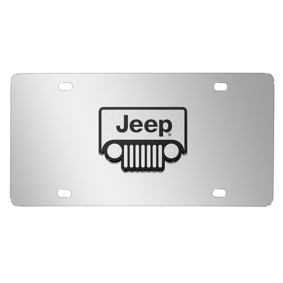 Jeep Grill 3D Logo Mirror Chrome Stainless Steel License Plate