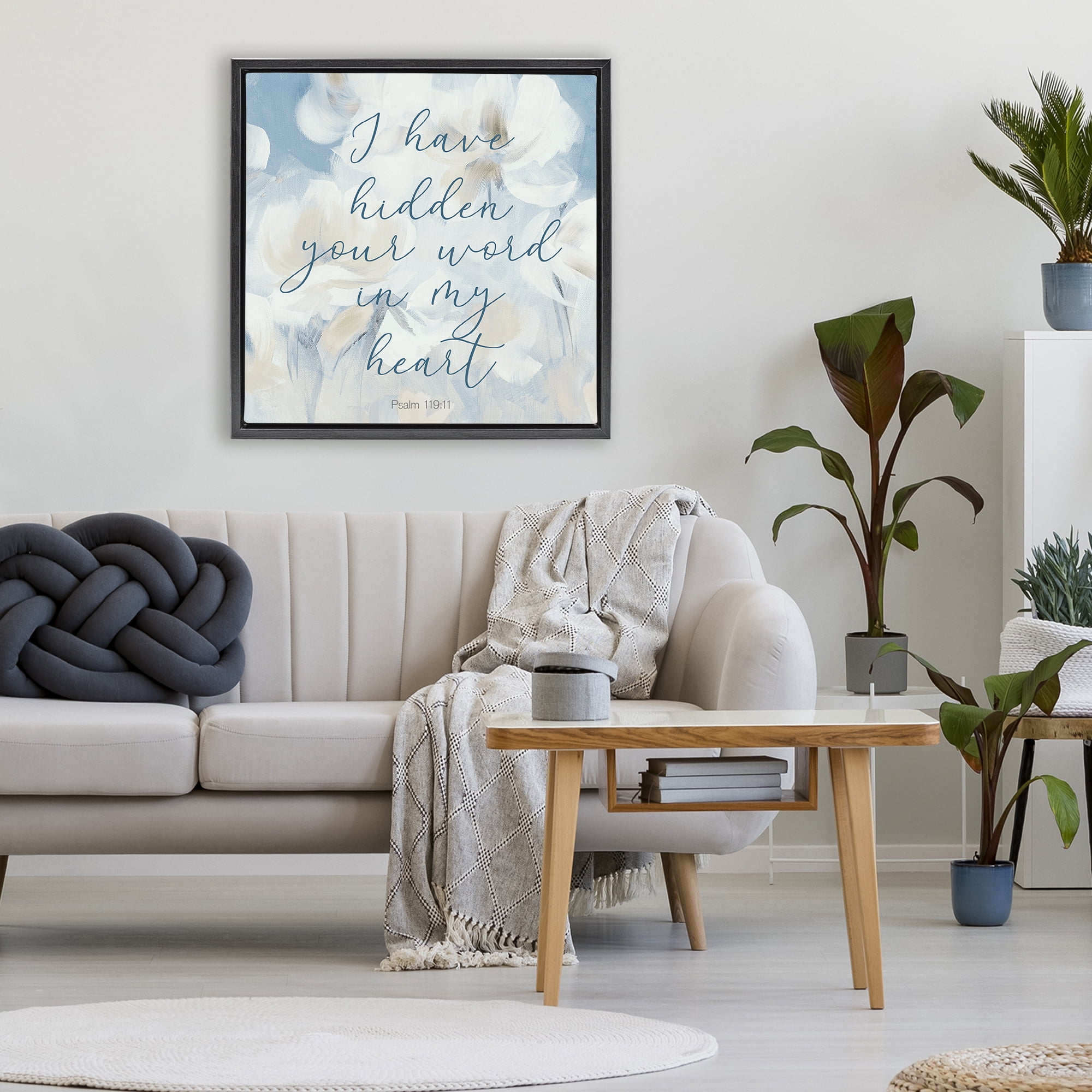 Stupell Industries Hidden Your Word In My Heart Black Framed Floater Canvas Wall Art, design by Lanie Loreth