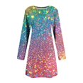 thumbnail image 5 of Amzcrzy Robes d'Été pour Femmes Décontractées Plage Boho Robe Manches Longues Col Rond Robe de Plage Ample Courte Robes à Sequins Mini Robe d'Été, 5 of 5