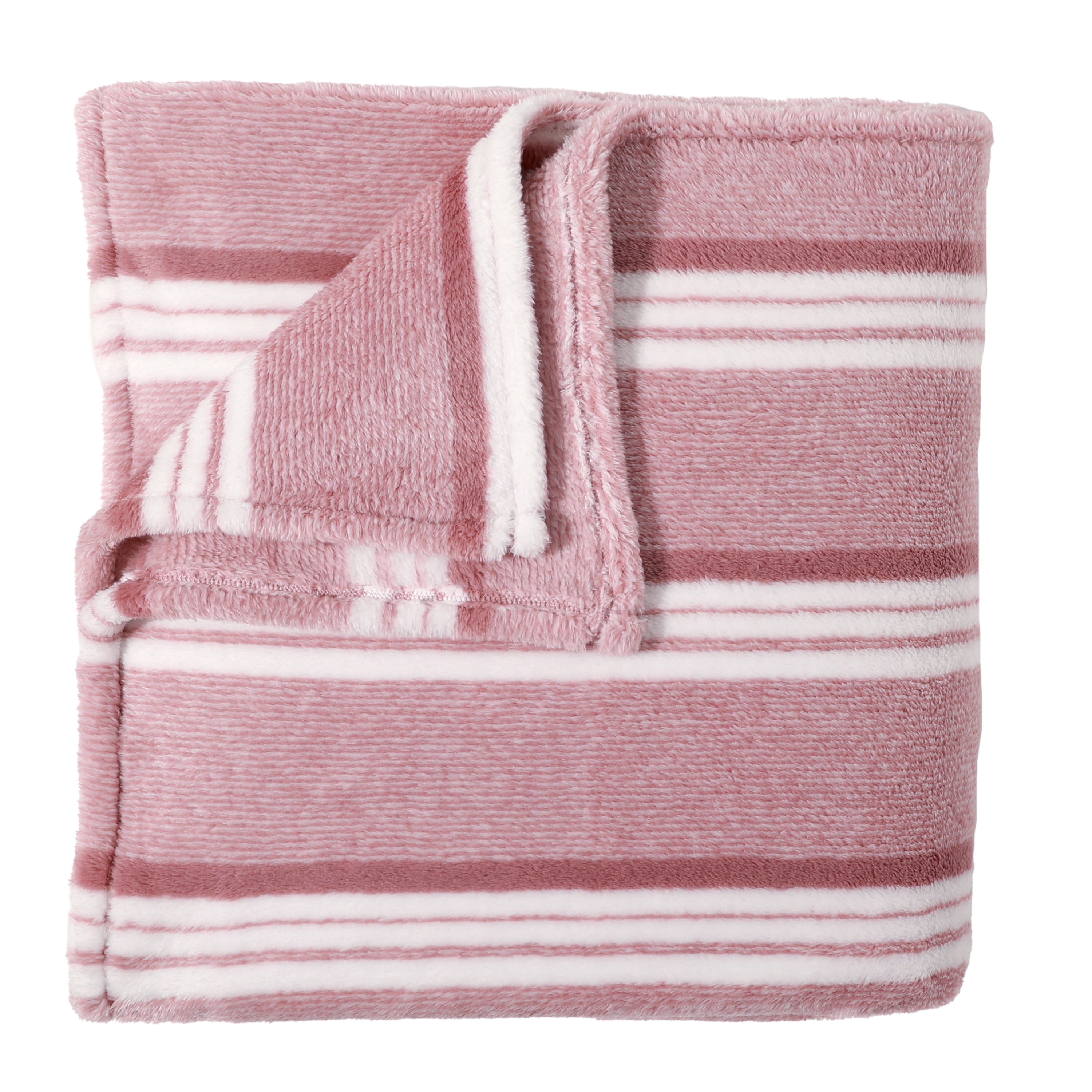 Berkshire Blanket Eco Plush Blanket, King, Blush Stripe