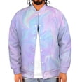 thumbnail image 4 of Pink Holographic Pastel Color Baseball Jersey Fashion Ribbed Sleeve Man Women's Jacket Motion Tops XXS-6XL, 4 of 7