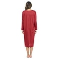 thumbnail image 3 of Casual Nights Women's Long Knitted & Lace Henley Nightgown, 3 of 4