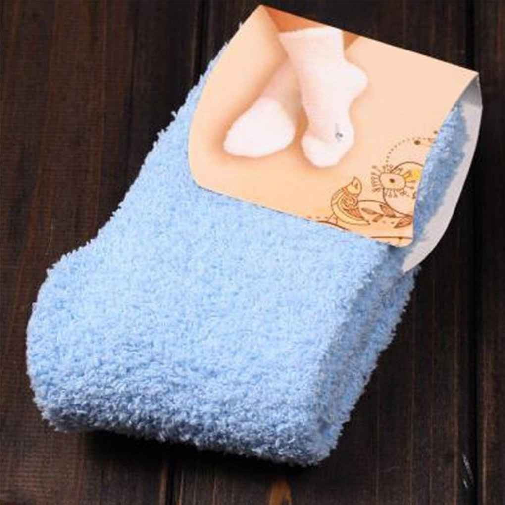 Home Women Girls Soft Bed Floor Socks Fluffy Warm Winter Pure Color 