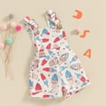 thumbnail image 2 of 4th of July Toddler Baby Girl Boy One Piece Outfit American Flag Overalls Romper Sleeveless Suspender Shorts Jumpsuit with Pocket, 2 of 7
