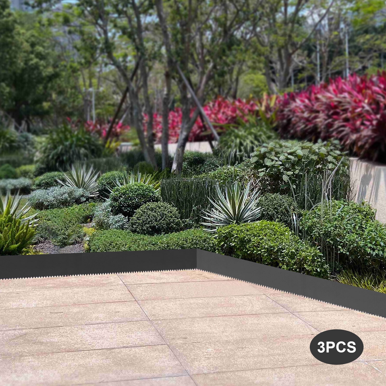Miumaeov 3pcs 9.7 ft Landscape Edging 6in/8in H Garden Border Bendable Metal Lawn Barrier Black