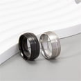 thumbnail image 5 of PAURO Matte Rings for Men Black Silver Simple Stainless Steel Statement Personalized Cool Wide 8MM Jewelry Silver Size 8, 5 of 6