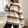 thumbnail image 2 of SBYOJLPB Women's Pajamas Tops Striped Printed Long Sleeve Crew Neck Loose Casual Pajamas, 2 of 5