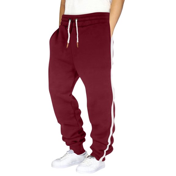 zbxnLI Mens Sweatpants Baggy Open Bottom Casual Pants Side Stripe Elastic Waist Workout Athletic Jogger Pants