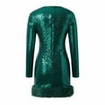 thumbnail image 5 of Womens Long Sleeve Womens Green Sequin Dress Carnival Dress Sparkly Holiday Dress, 5 of 7