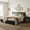 Black + Green, variant on Christopher Knight Home Vintage Queen Platform Bed Frame with Upholstered Headboard, Black+Navy Blue