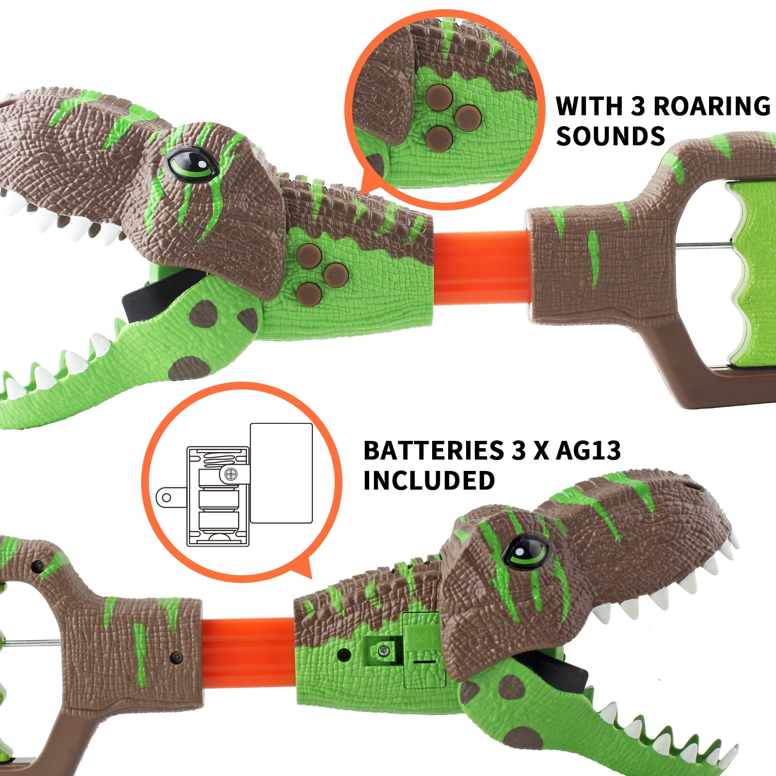 DINOBROS Brinquedos com capuz de Dino Grabber 2 Chomper de dinossauro