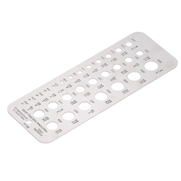 1/16-1/2 Pulgadas de Perforació, Medidor de Taladro de Taladro de Tamaño de Acero inoxidable Fácil de Leer Preciso Rápidamete fijo para equivalentes de medicina precisos