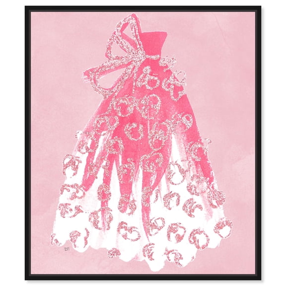 Pink Dress and Bow Canvas Fashion Prints by Art Remedy, Black Frame, 10" x 15"
