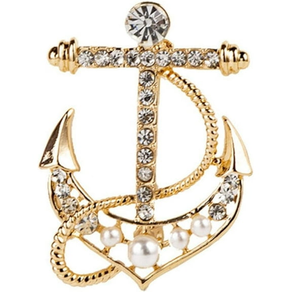 Naval Rudder Anchor Brooches Pins Rhinestone Brooches Suit Shirt Collar Lapel Pin Badge Jewelry Accessories For Men