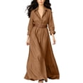 thumbnail image 2 of Aimik Women's Long Sleeve Button Down Maxi Shirt Dress Belted V-Neck Loose Fit Casual Flowy Maxi Dress, 2 of 6