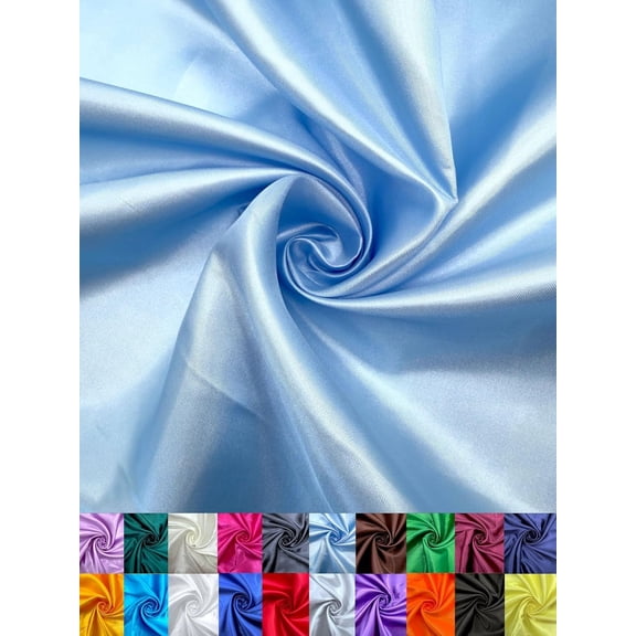 EOVEA - Satin Fabric by the Yard - 60" Wide Smooth Shiny Satin Fabric for Sewing, Lining, Upholstery, Costumes, Home Décor & DIY Crafts Lightweight Soft-Draping Fabric (Baby Blue, 1 Yard)