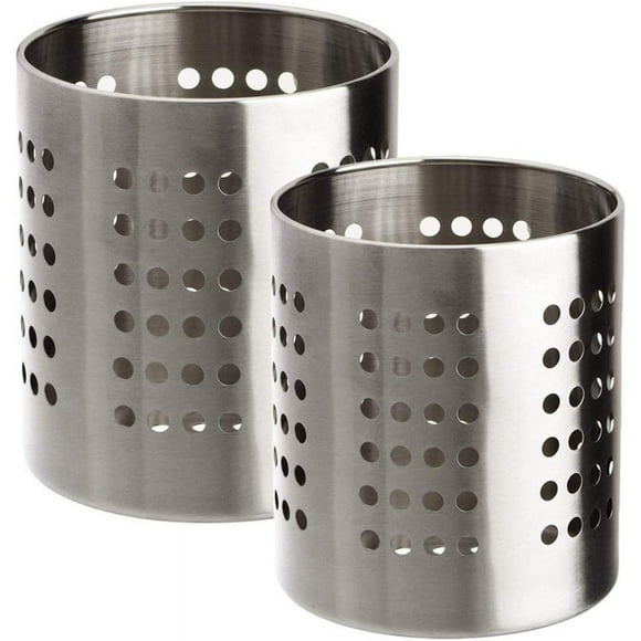 Set of 2 Rustproof Stainless Steel Kitchen Utensil Holders for Organizing Drawers and Counters
