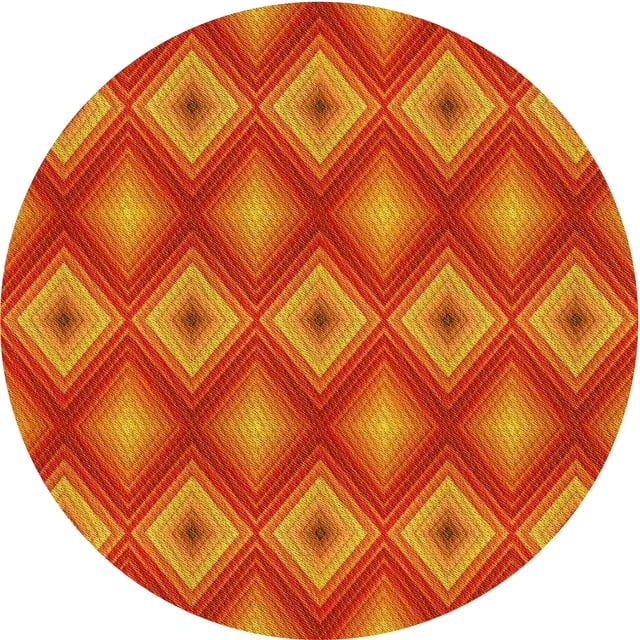 Ahgly Company Tapis Rond Lavable en Machine Intérieur Transitionnel Orange Néon, 4 Pieds Rond