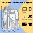 thumbnail image 2 of Mochila Transparente Para Mujer Hombre Niños Viaje Escolares Xtellar Gris, 2 of 4