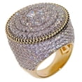 thumbnail image 4 of Men's Flower Cluster Pinky Ring 20MM 14K Gold Plated 2-Tone Round CZ Micro Pave Size 10, 4 of 12